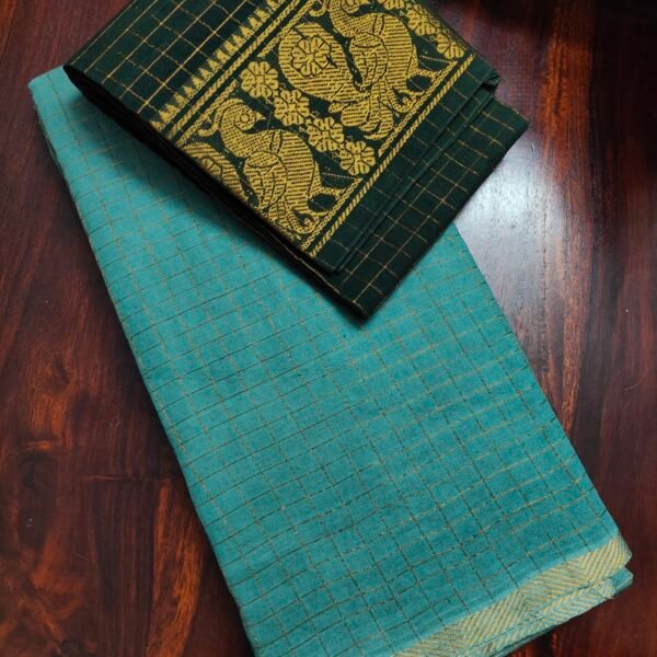 Pentex- Zari Kattam Sungudi Cotton Saree