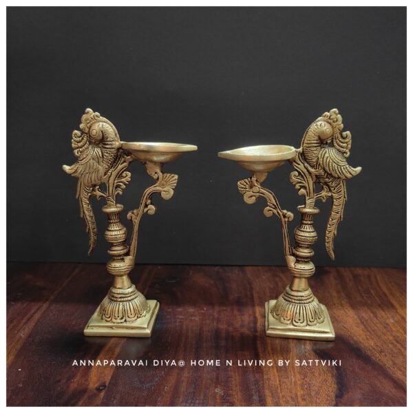 Brass antique finished Annaparavai Diya 7"