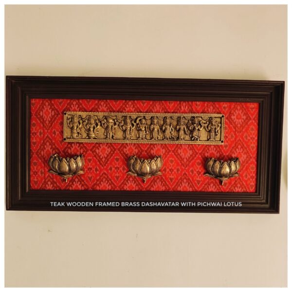 Dashavatar with Pichwai cows & lotus Frame, Size : 24*12