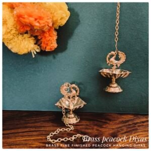 Brass Peacock Diya Small with Hanging