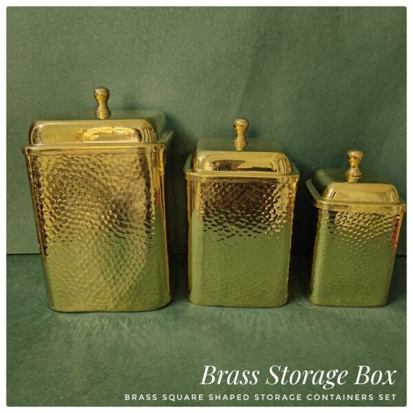 Brass Hammered Storage Boxes - Square - Set of 3