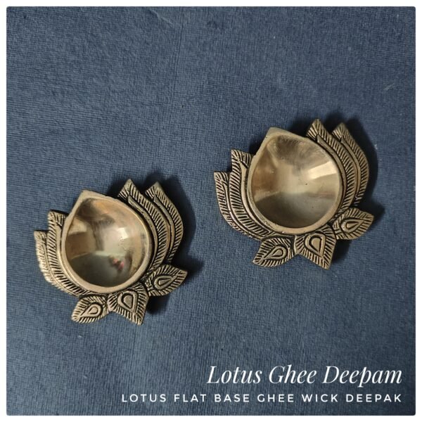 Brass Lotus Ghee Deepam - Flat Base