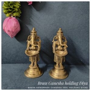 Brass Handcrafted Lord Ganesha holding Diyas