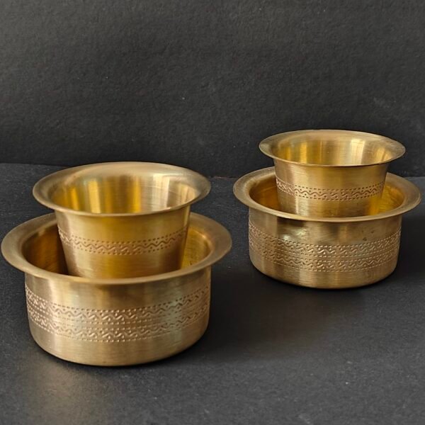 Brass Davara Set etched pattern matte Finish