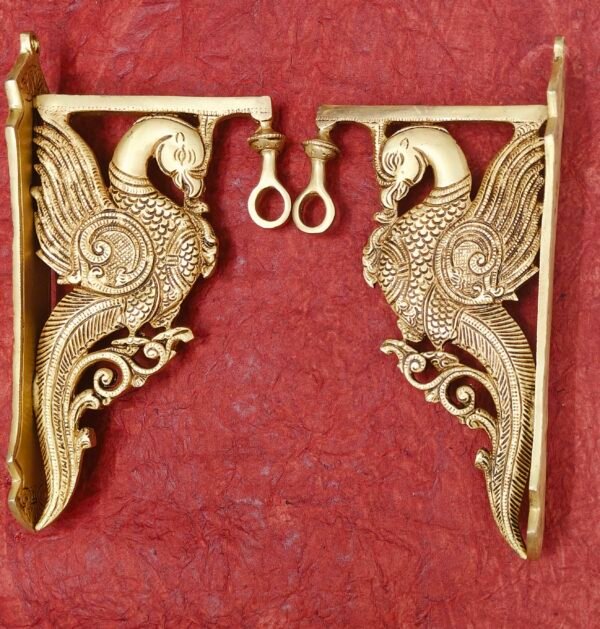 Handcrafted Brass Parrot Wall Brackets – 12 Inch (Set of 2)