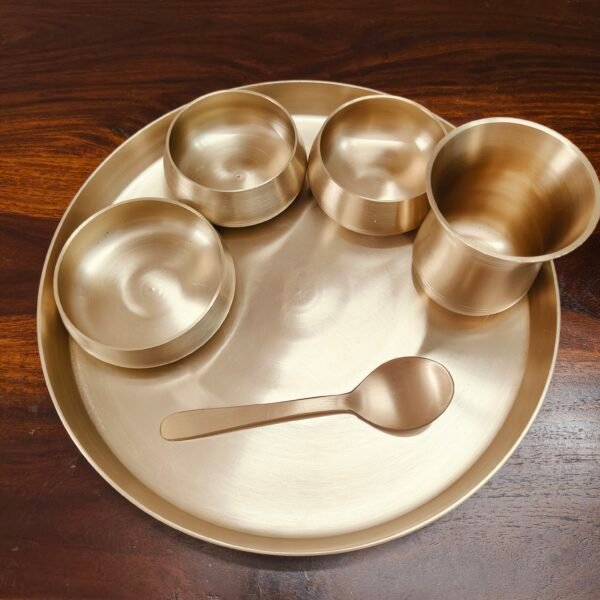 Kansa Matte Finish Thali Set -6 Pcs | Bronze Dinner Set