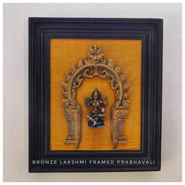 Copper Idol Mahalakshmi with Prabhavali frame , Size 15*12