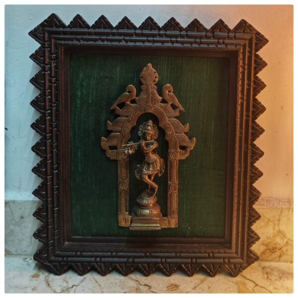 Flute Krishna with Prabhavali Frame, Size: 15*12