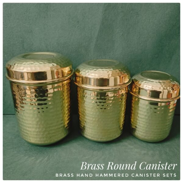 Brass Hammered Storage Boxes (Round) with Tin Coating - Set of 3