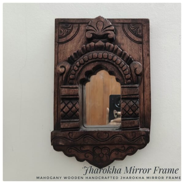 Wooden Hand-carved Jharokha Mirror Frame From Mahogany Wood