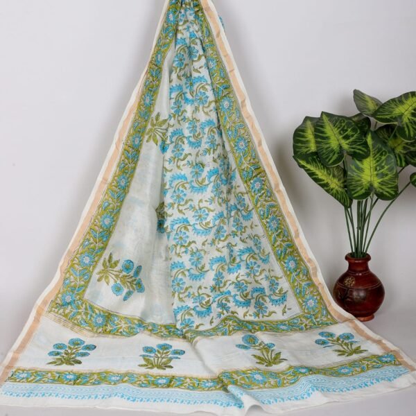 Block Printed Chanderi Silk Duppatta