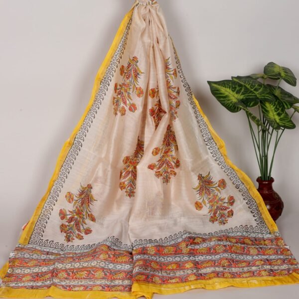 Block Printed Chanderi Silk Duppatta
