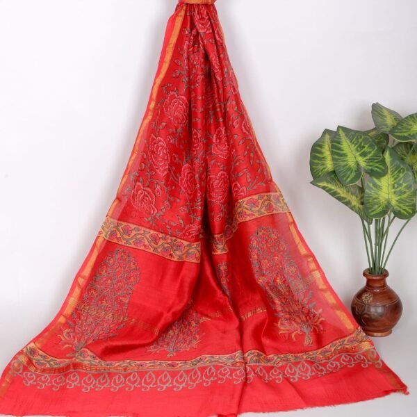 Block Printed Chanderi Silk Duppatta