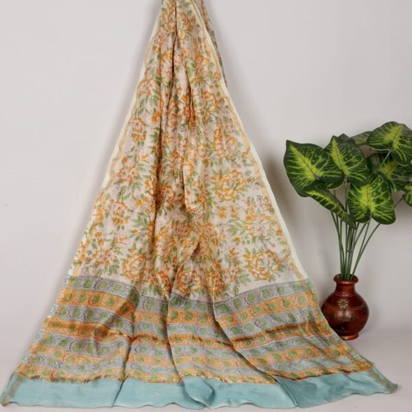 Block Printed Chanderi Silk Duppatta