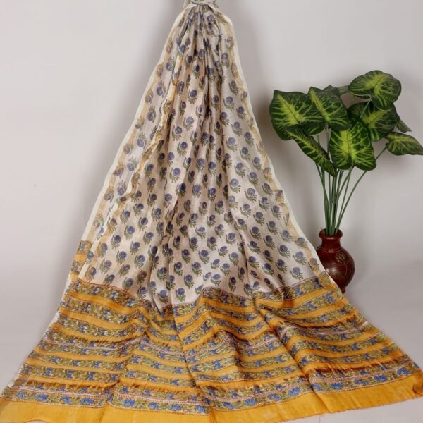 Block Printed Chanderi Silk Duppatta