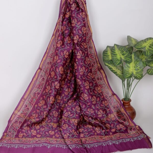 Block Printed Chanderi Silk Duppatta