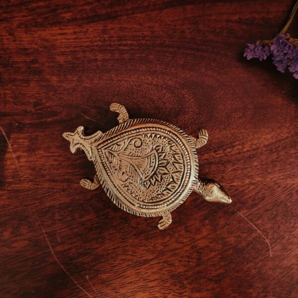 Brass Antique designed tortoise Kankavati or Kumkum box