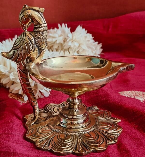 Brass handcrafted Annappakshi Diya with Lotus Base- Set of 2