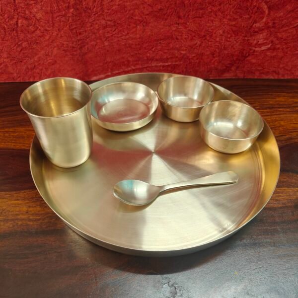 12 Inches -Pure 100% Kansa Thali Set – Matte Finish (Lead-Free)