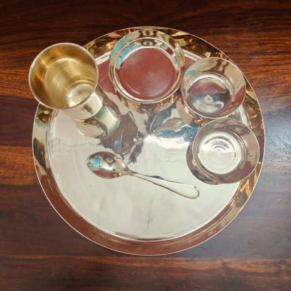 12 Inches -Pure 100% Kansa Thali Set – Glossy Finish (Lead-Free)