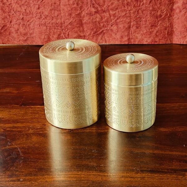 Hand-Etched Brass Storage Box Set of 2