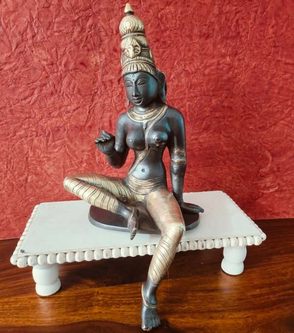 Bhoga Shakthi Brass Idol – Divine Feminine Grace in Rustic, Brass Tone & Black Finish