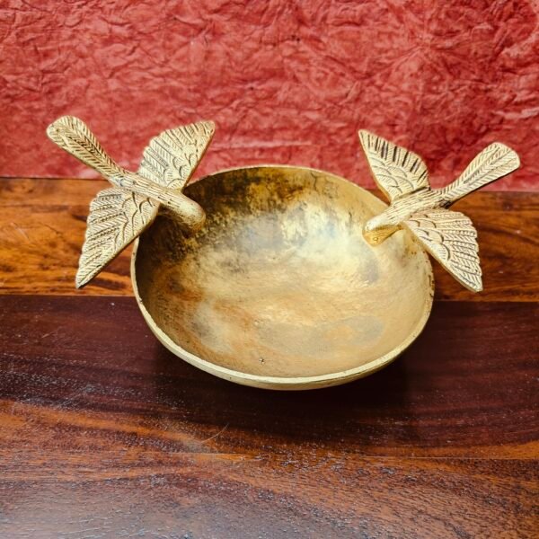 Handcrafted Brass Birds Urli – 6 Inches
