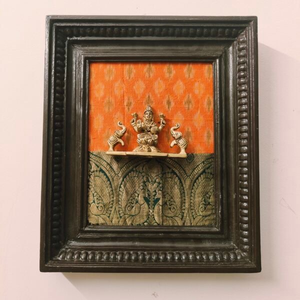 Brass Gaja Lakshmi Frame in Chettinad Teak Wood