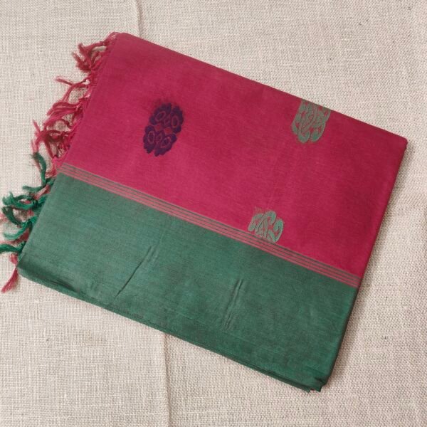 Dharasuram Handloom Pure Cotton Saree with Thread Work Pallu – Weaver Made
