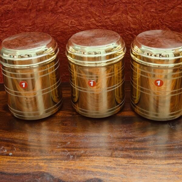 Brass Storage Box with Tin Coating – 1 kg Capacity | 6 Inch Height