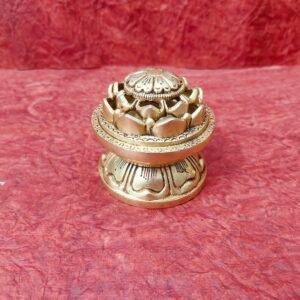 Handcrafted Brass Lotus Dhoop Dani Holder with Lid – Incense Burner