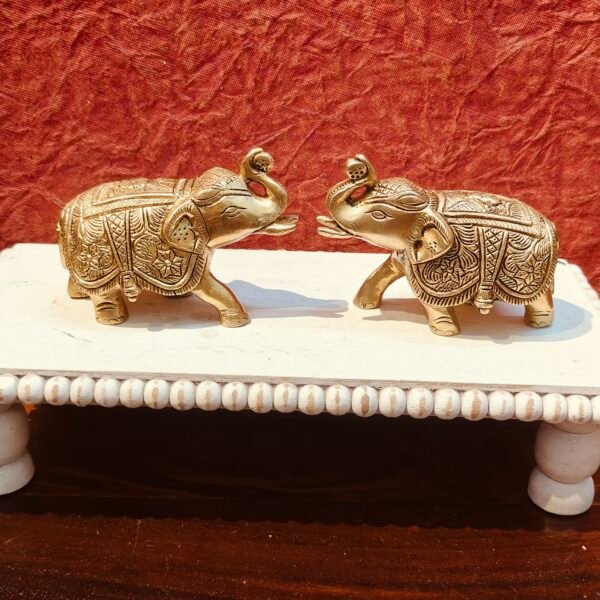 Handcrafted Brass Elephant Set of 2 – Traditional Decorative Showpiece