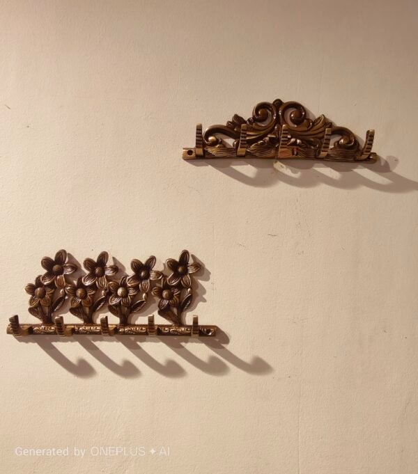 Lacquer Finish Handcrafted Brass Key Holder – Decorative Wall Organizer