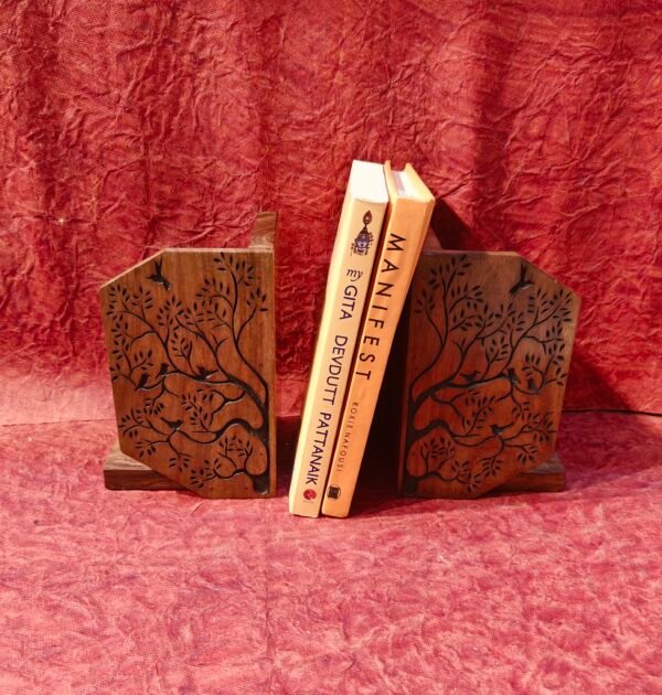 Handcrafted Sheesham Wood Peacock Book Holders | Wooden Bookends for Home & Office Decor (Copy)