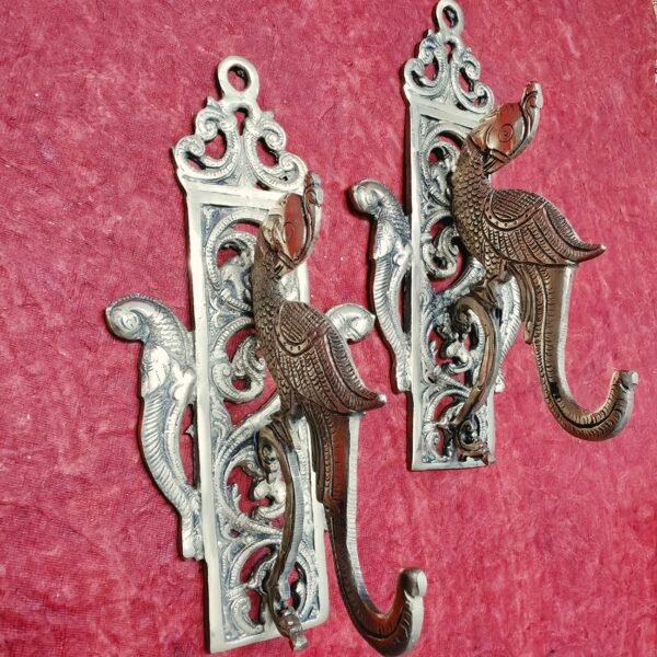 Handcrafted Solid Brass Parrot Wall Shelf Brackets (Set of 2) – Traditional Antique Brass Decorative Shelf Supports | 10 Inches