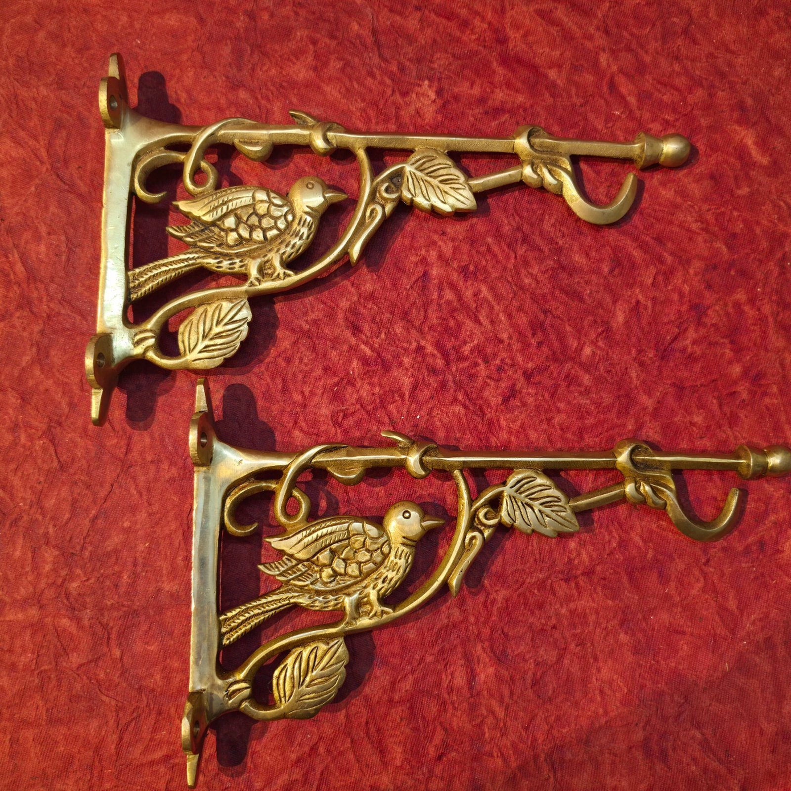 Handcrafted Solid Brass Sparrow Brackets (Set of 2) | Antique Finish | 11.5 Inches
