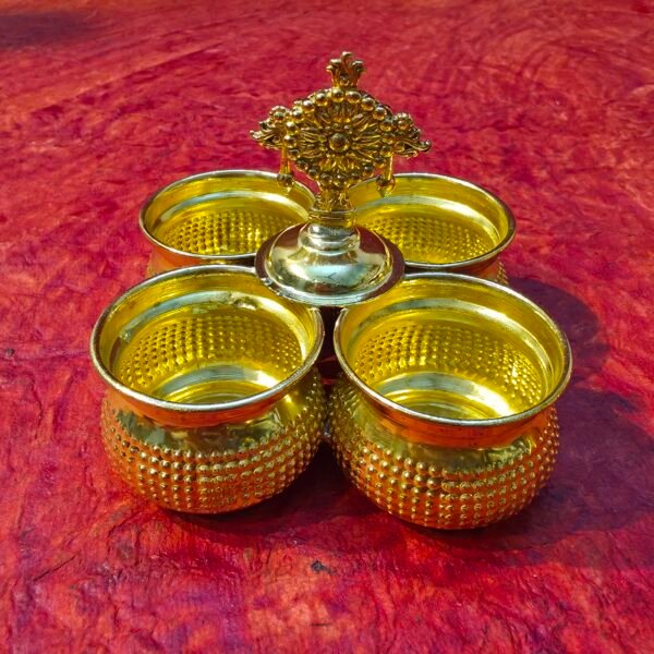 Handcrafted Brass Kumkum Barni | Traditional Pooja Kumkum Box | Shanku & Chakra Pattern